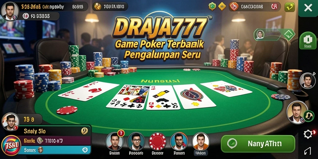 Screenshot DRAJA777 menampilkan aksi seru permainan poker.