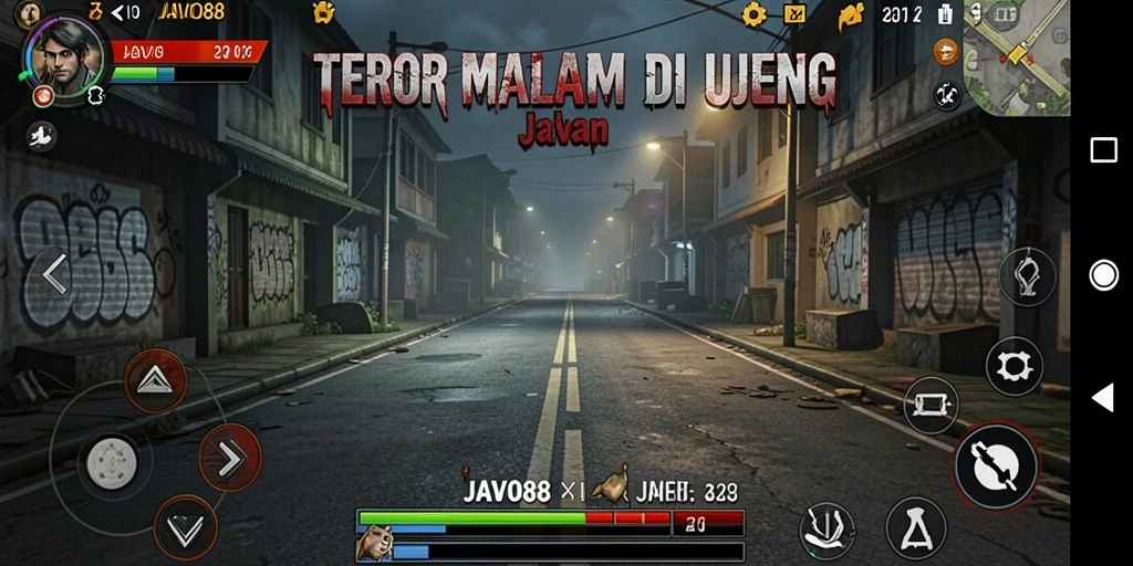 Screenshot gameplay JAVO88 yang menampilkan atmosfer Horror yang intens.