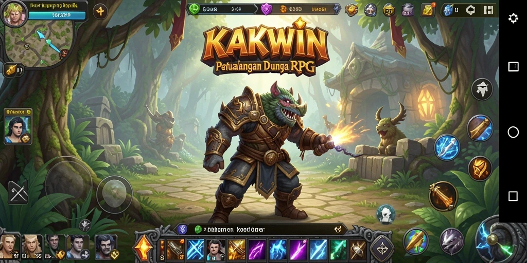Screenshot gameplay KAKWIN menampilkan aksi seru dalam pertarungan RPG.