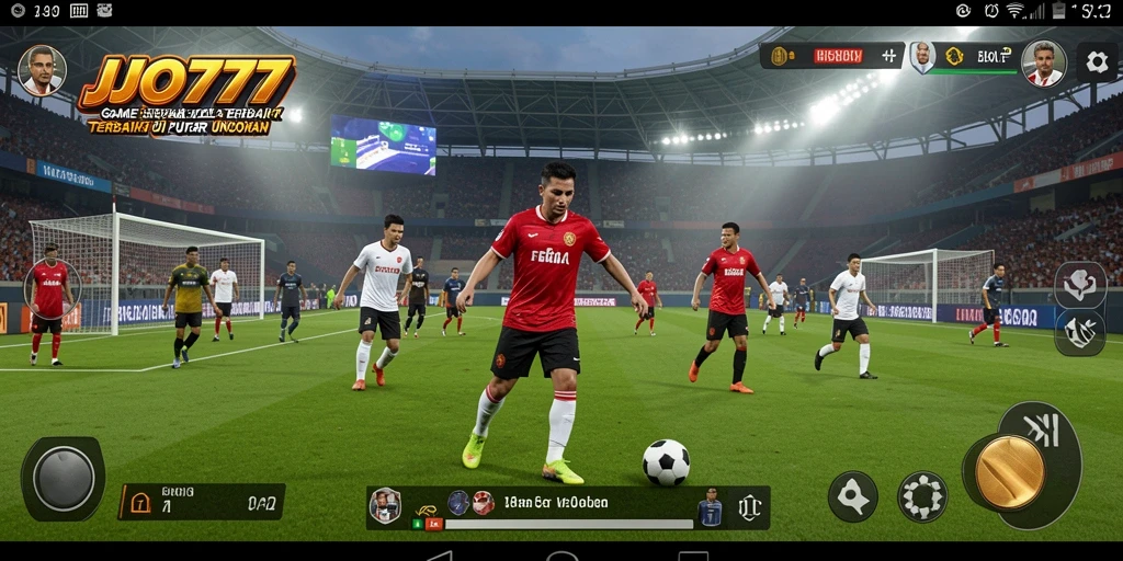 Screenshot gameplay LJO777 yang menampilkan aksi seru di lapangan sepak bola.