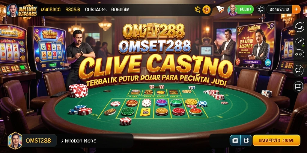 Screenshot gameplay Live Casino OMSET288 menampilkan dealer dan meja permainan.