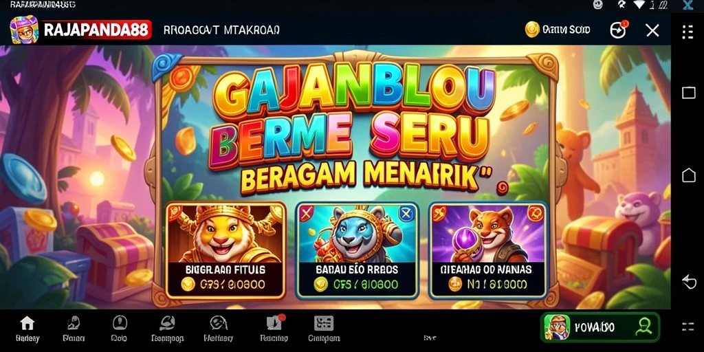 Tampilan screenshot gameplay RAJAPANDA88 yang mengasyikkan dengan simbol warna-warni.