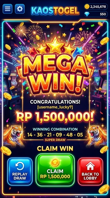 Tampilan utama aplikasi kaostogel dengan navigasi yang mudah.
